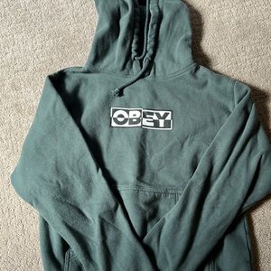 Obey Worldwide Hoodie, army green, size medium.